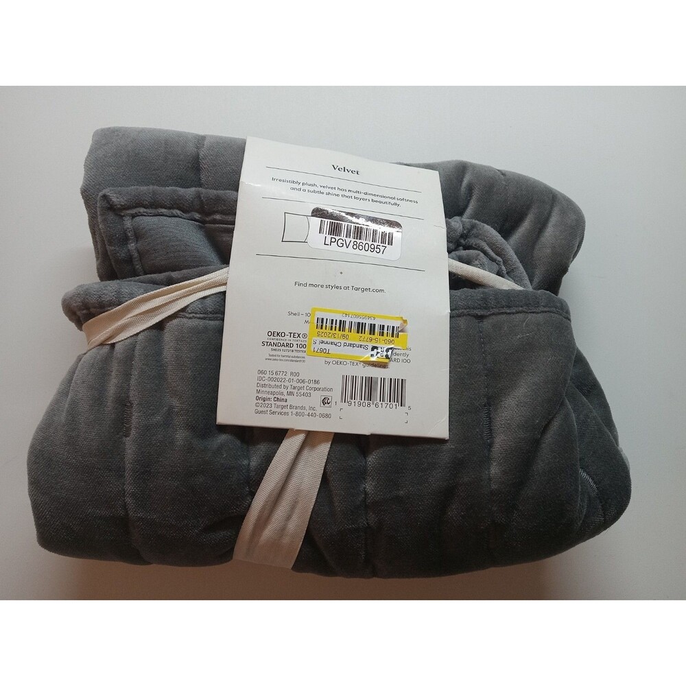 Standard Channel Stitch Velvet Quilt Sham Charcoal - Threshold: Cotton - Picture 3 of 6